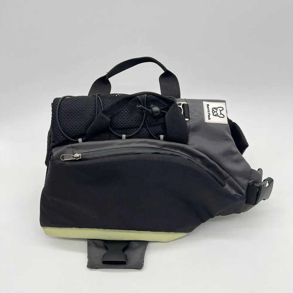 Bum's Pack Black/Gray Dog Backpack Size Large Saddlebag Camping Hiking Harness
